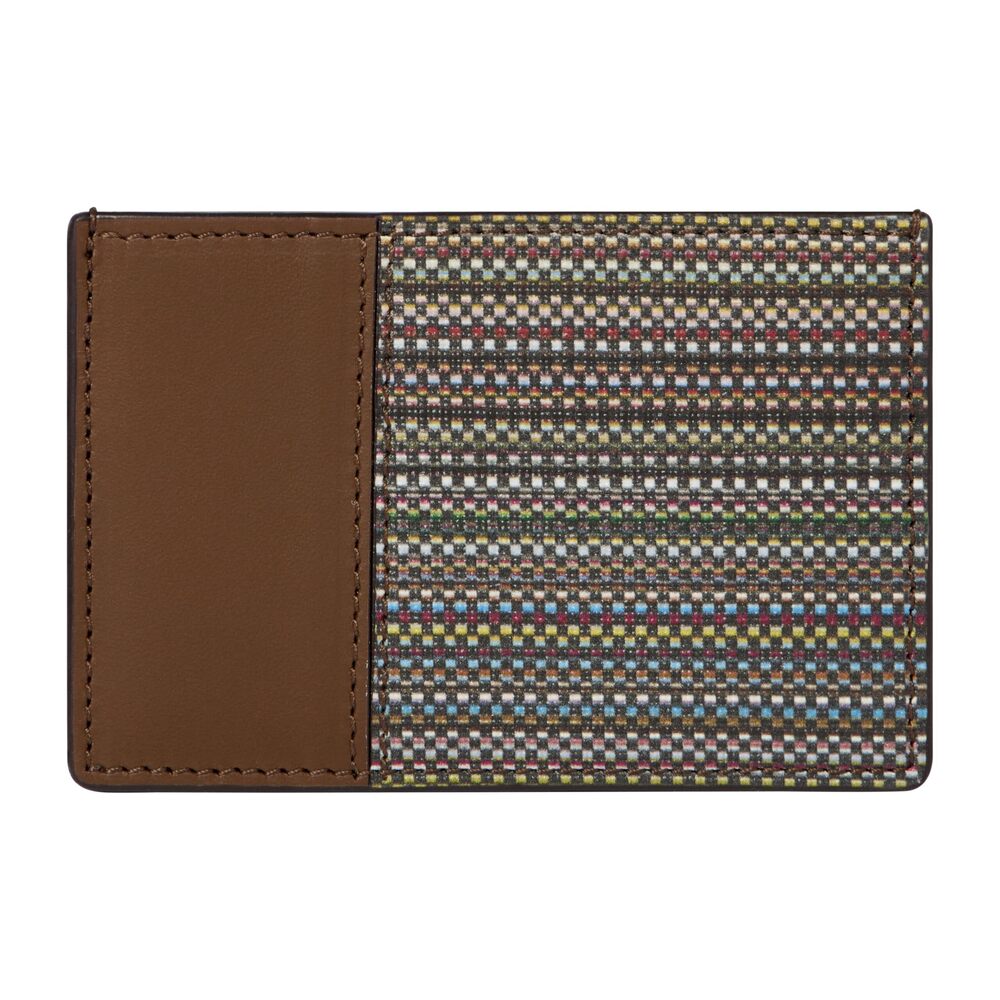 3550 PS Paul Smith Woven Card Holder, Tan, One Size